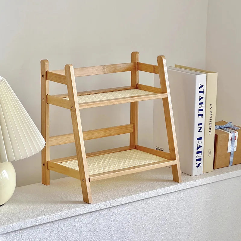 2-Tier Bamboo Countertop Organizer & Coffee Cup Holder