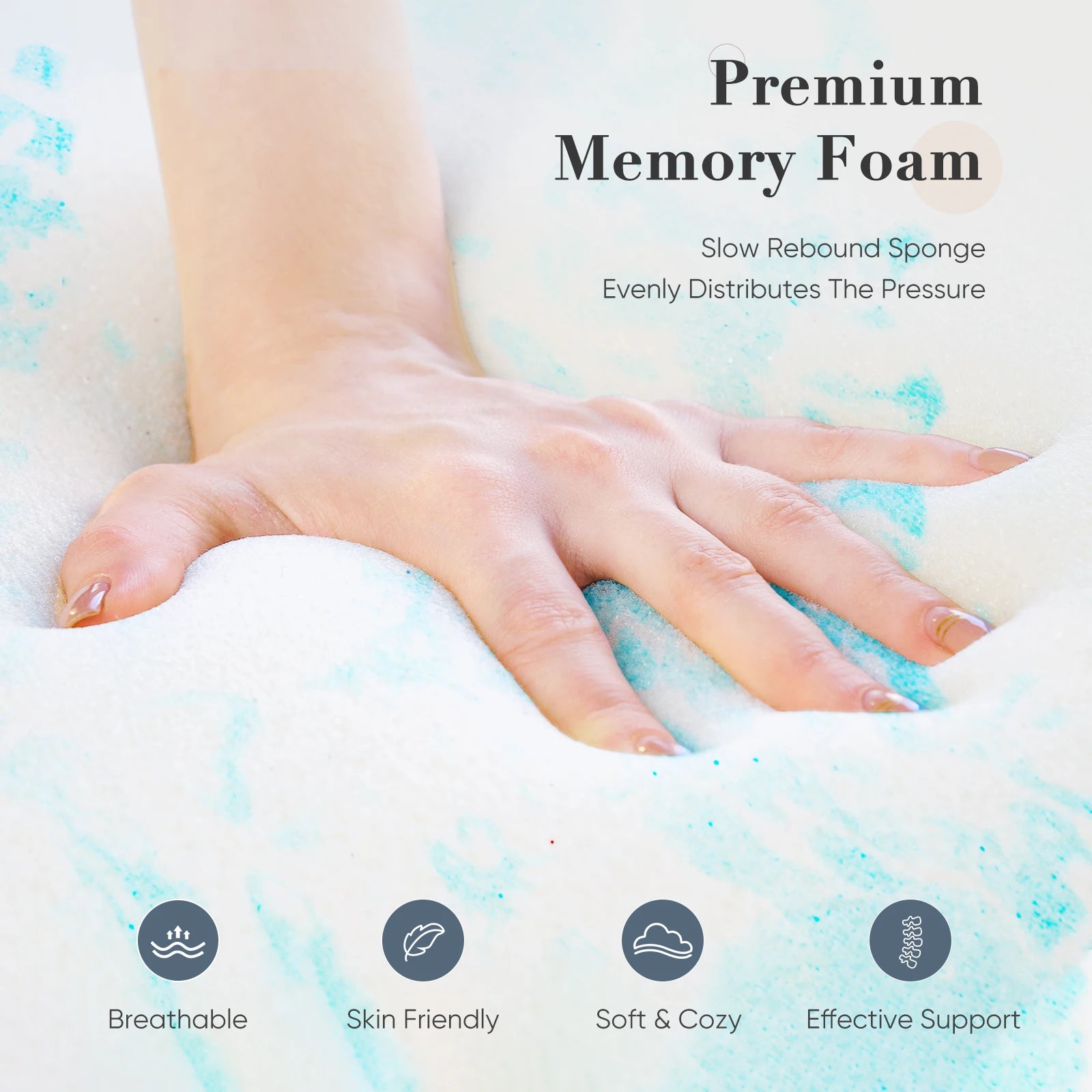 Cooling Mattress Topper Memory Foam Gel Queen 2-3 Inch Thick Breathable Bed Topper