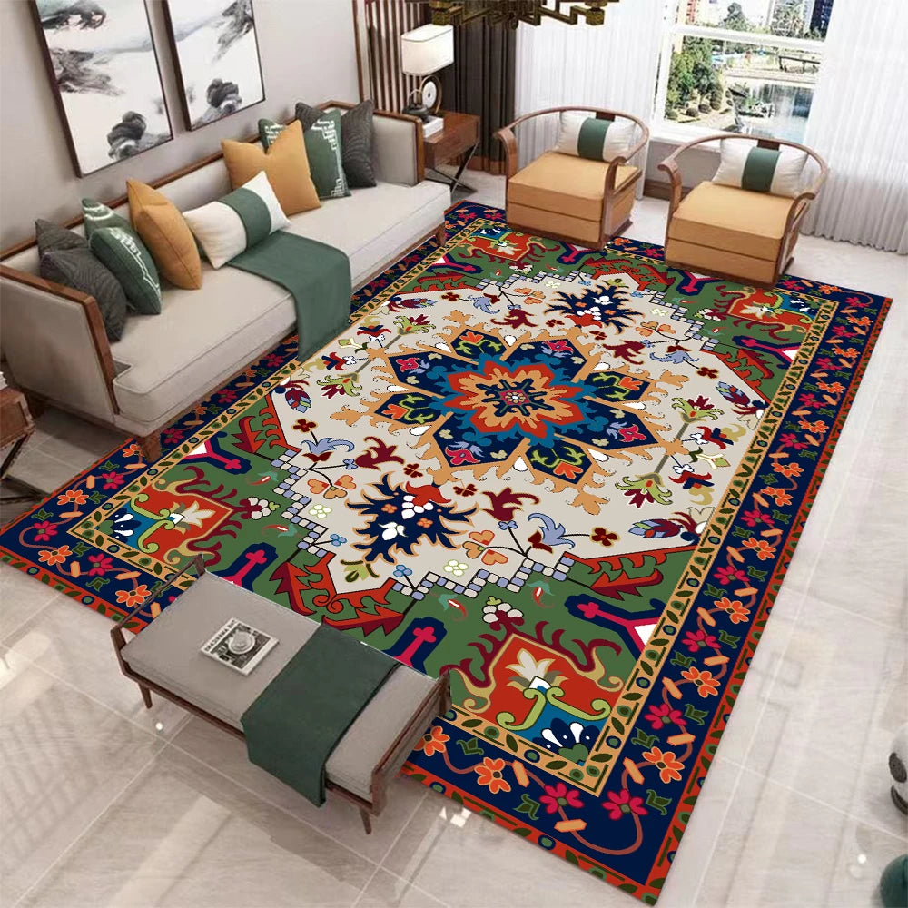 Washable Geometric Area Rug for Living Room and Bedroom