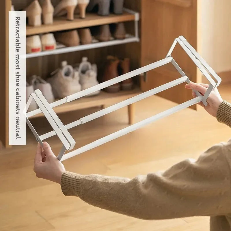Adjustable Bamboo Shoe Rack | Space-Saving 2-Tier Wardrobe Organizer