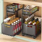 2-Tier Pull-Out Cabinet Organizer with Adjustable Slide-Out Drawers