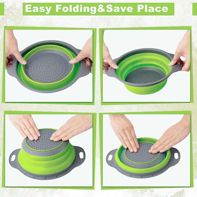 Collapsible Silicone Colander – Foldable Fruit & Vegetable Washing Basket