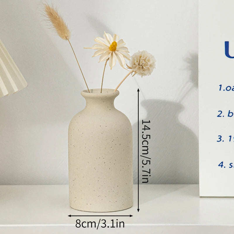 White Nordic Ceramic Vase for Dried Flowers and Home Decor