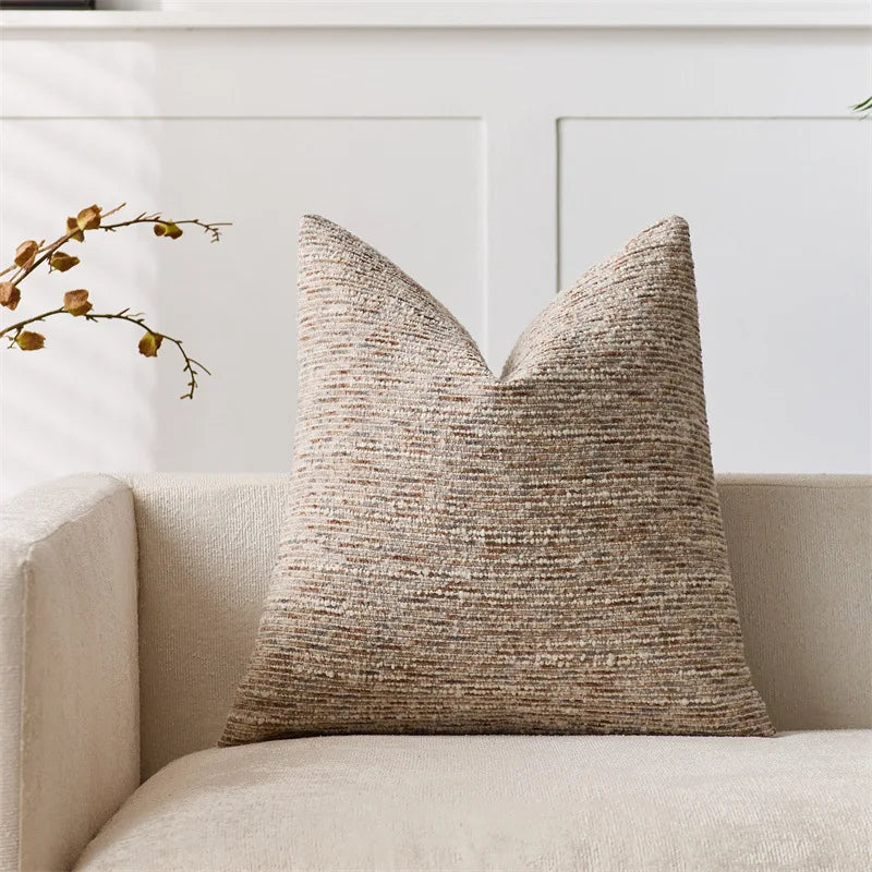 Chenille Striped Throw Pillow Covers for Sofa, Couch & Bed