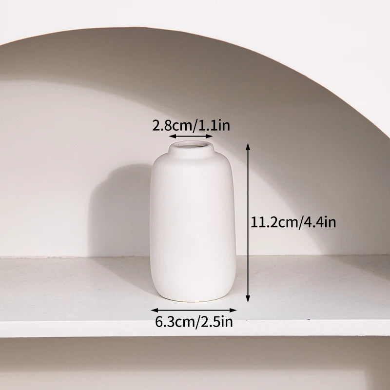 White Nordic Ceramic Vase for Dried Flowers and Home Decor