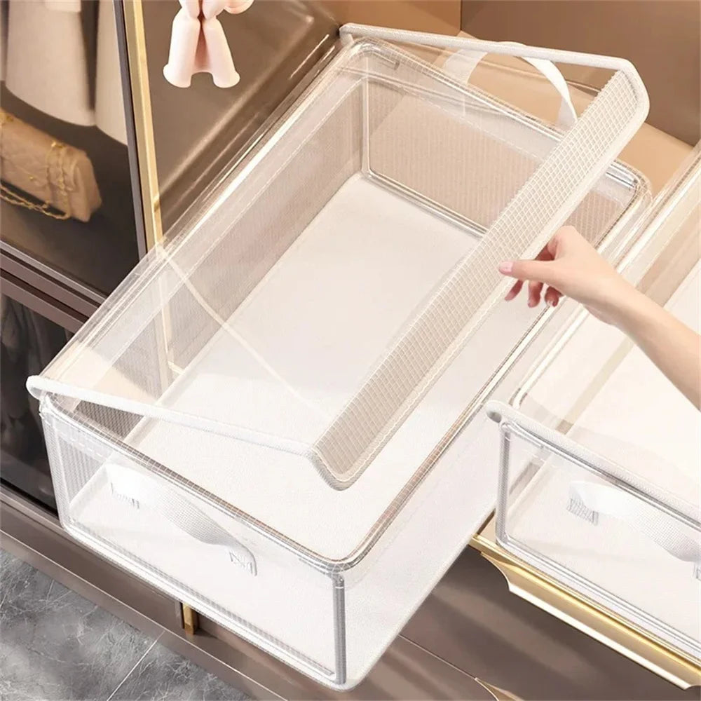 Transparent PVC Storage Basket with Stainless Steel Frame
