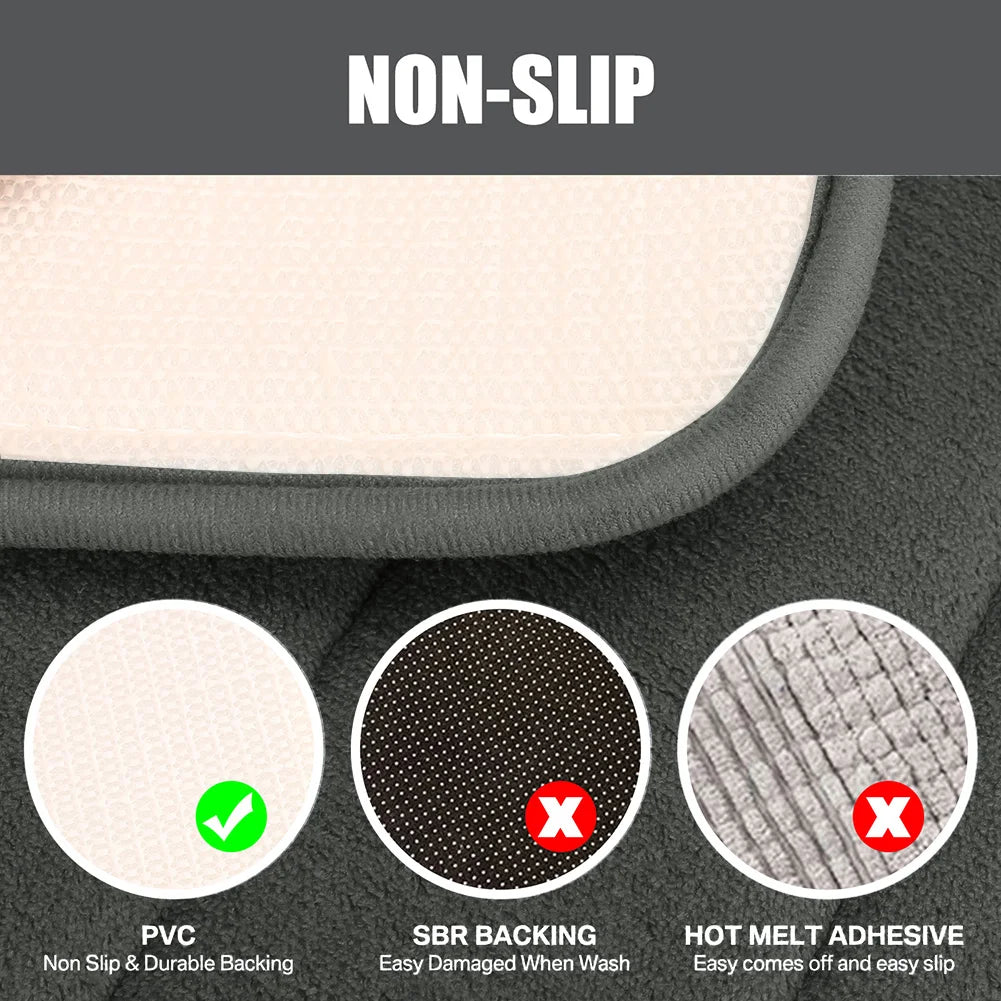 Velvet Memory Foam Bath Rug Set of 3 Non-Slip Machine Washable