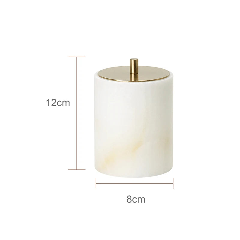 White Onyx Marble Bathroom Accessories Set with Soap Dispenser & Tray