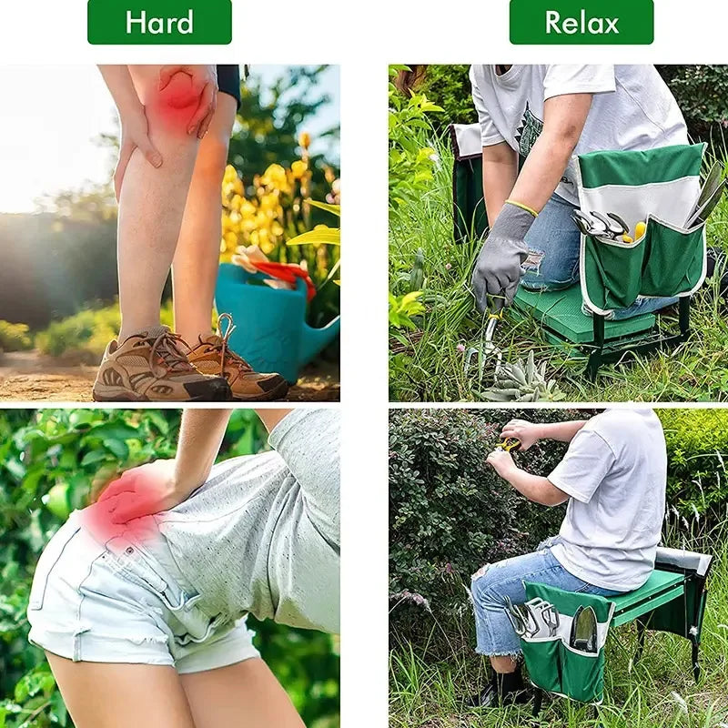 Garden Kneeler Folding Seat with Thicken Widen Soft Kneeling Pad Heavy Duty Foldable Gardening Bench Stool