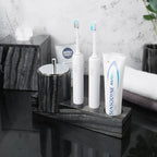 Black Marble Bathroom Accessories Set – Toothbrush Holder, Soap Dispenser & Dish Tray