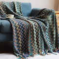 Hand Knitted Blanket with Tassel | Bohemian Soft Acrylic Throw