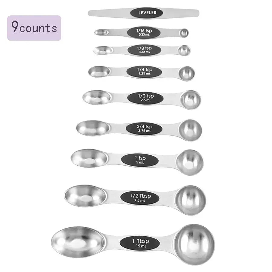 Magnetic Measuring Spoons Set – Dual-Sided Stainless Steel