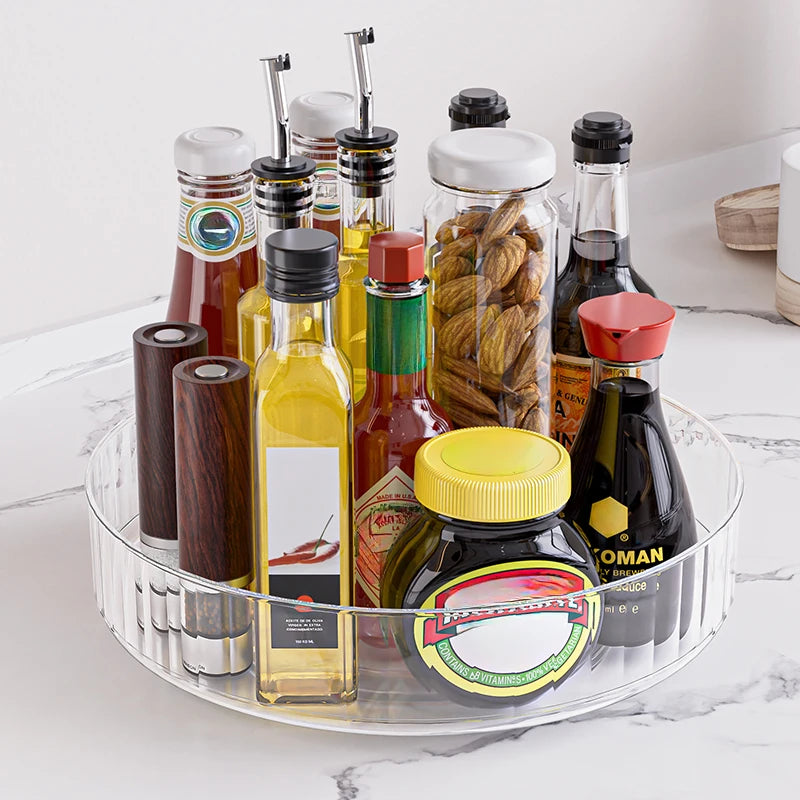 360° Rotating Lazy Susan Organizer – Clear Turntable for Fridge & Pantry