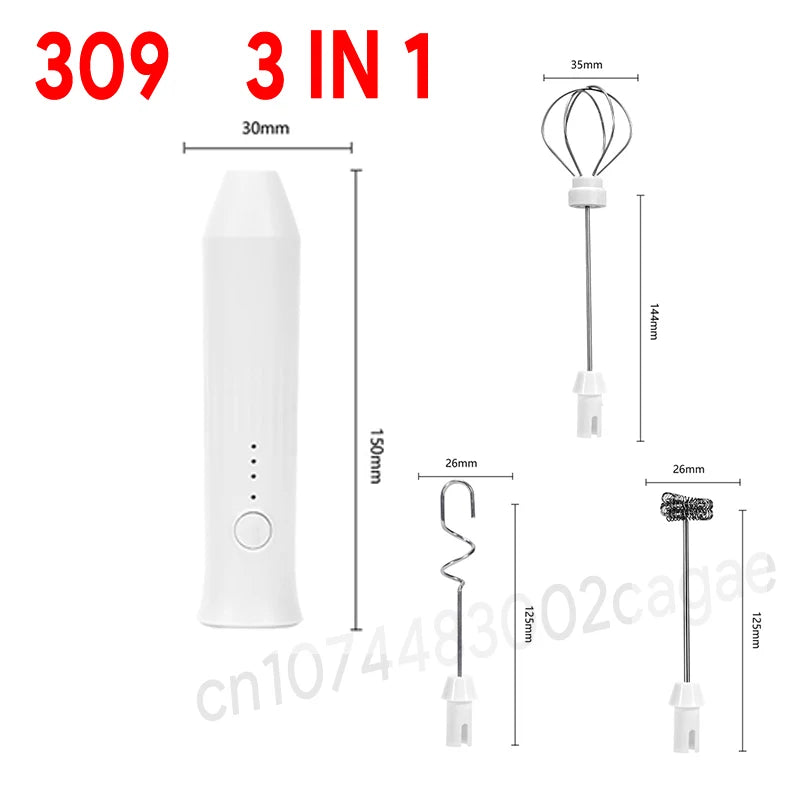 2-in-1 Electric Milk Frother & Egg Beater – Cordless USB-C Rechargeable