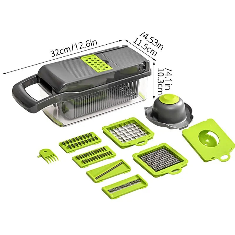 12-in-1 Vegetable Chopper Slicer and Grater with Collection Basket