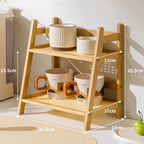 2-Tier Bamboo Countertop Organizer & Coffee Cup Holder