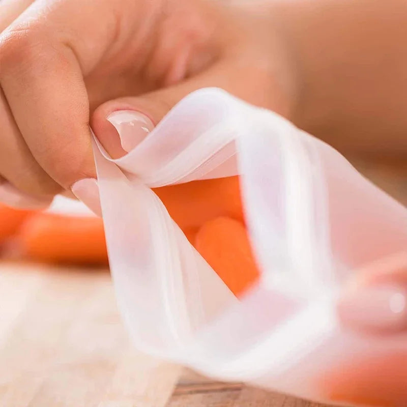 Reusable Silicone Food Bags, Set of 5 – Airtight Zip Seal, BPA-Free