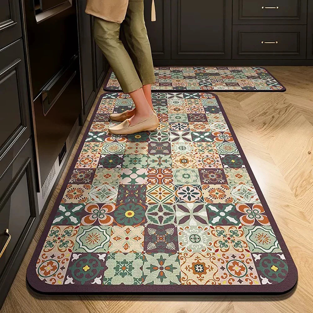 Crystal Velvet Non-Slip Kitchen Runner Rug – Absorbent & Soft