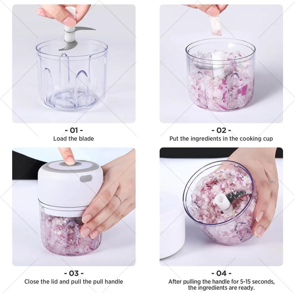 Cordless Electric Garlic Chopper – 250ml Mini Vegetable Chopper