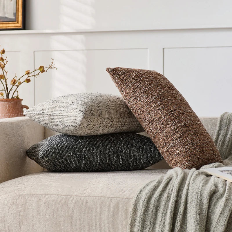 Chenille Striped Throw Pillow Covers for Sofa, Couch & Bed
