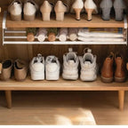 Adjustable Bamboo Shoe Rack | Space-Saving 2-Tier Wardrobe Organizer
