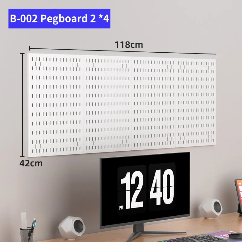Modular Pegboard Wall Organizer Kit with No-Drill Installation