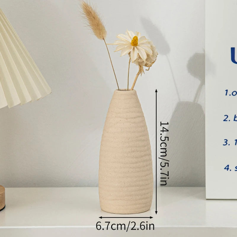 White Nordic Ceramic Vase for Dried Flowers and Home Decor