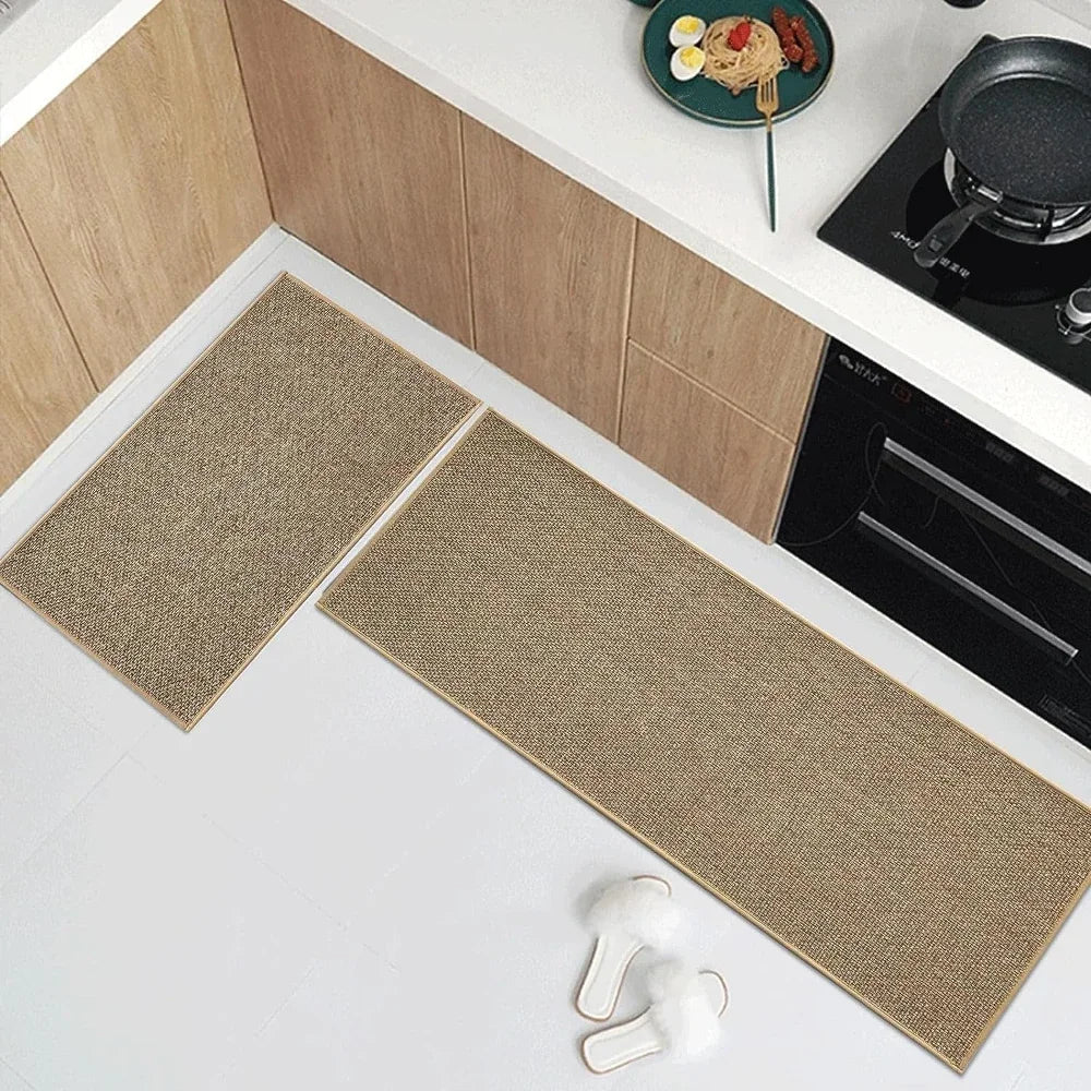 Washable Non-Slip Kitchen Runner Rug Faux Sisal Woven Mat