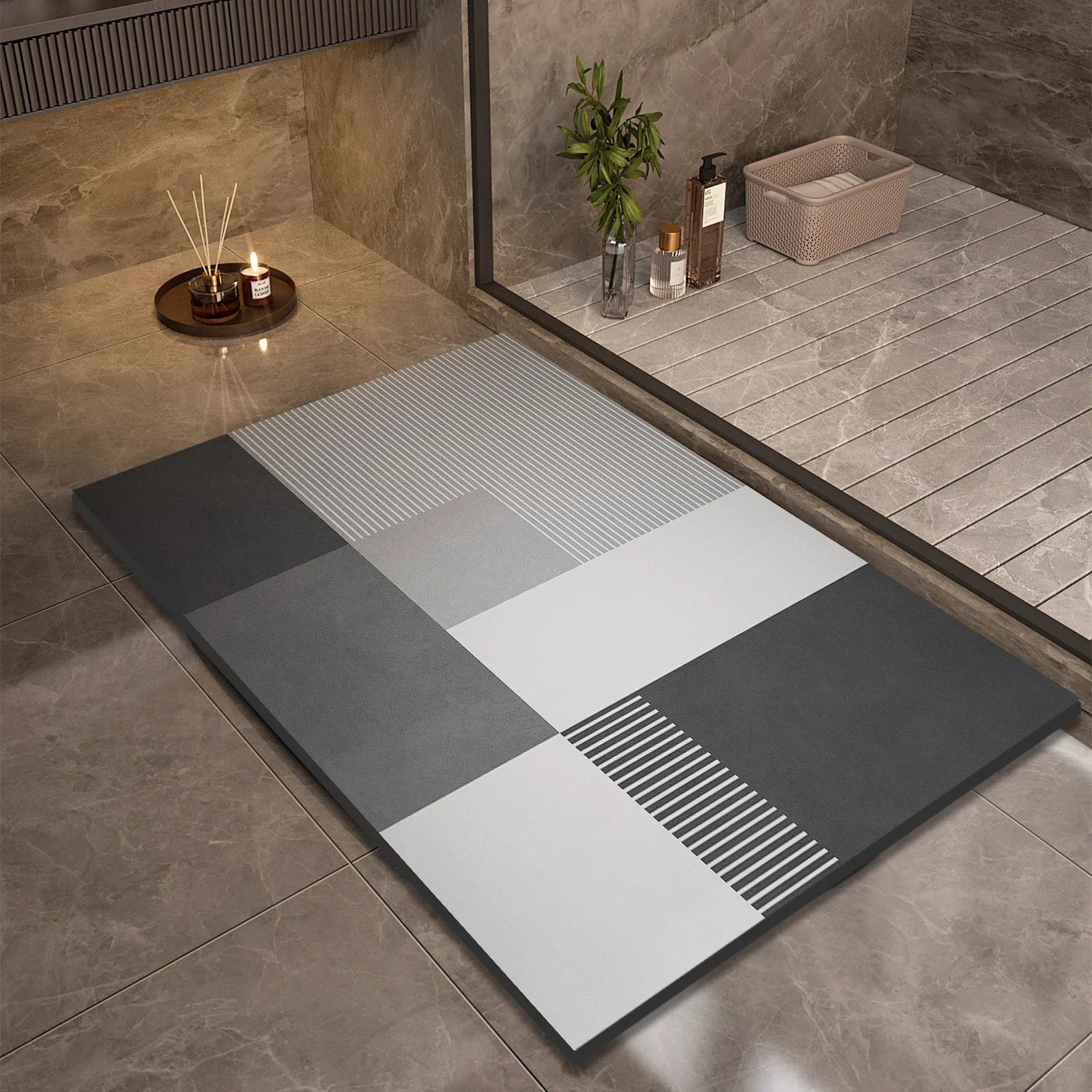 Luxury Diatomite Bath Mat Non-Slip Quick Dry Shower Mat