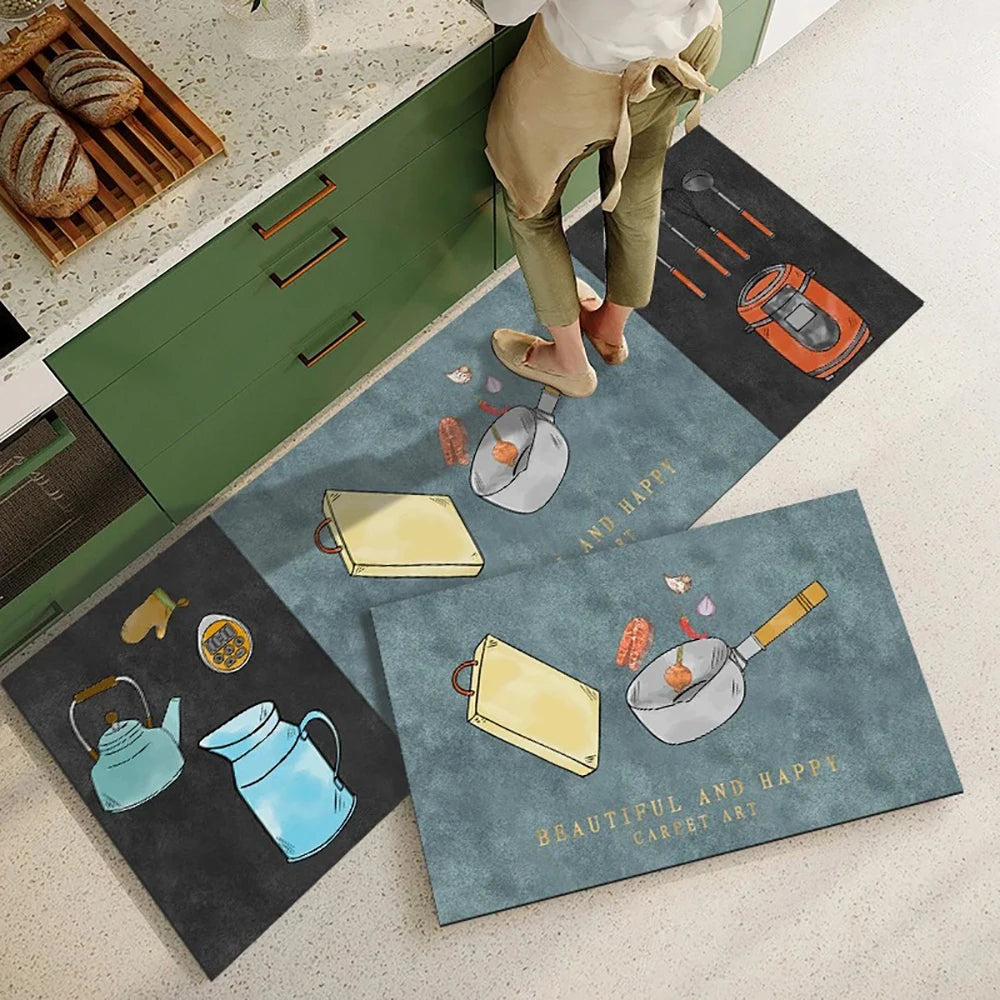 Crystal Velvet Non-Slip Kitchen Runner Rug – Absorbent & Soft