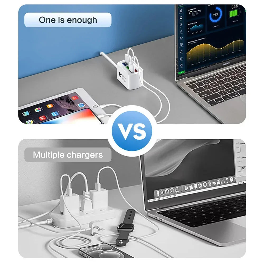 6-in-1 USB Charging Station Desktop Organizer with Fast Charging