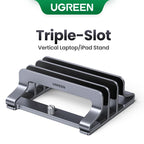 Vertical Laptop Stand for MacBook Air & Pro – Triple Slot Aluminum