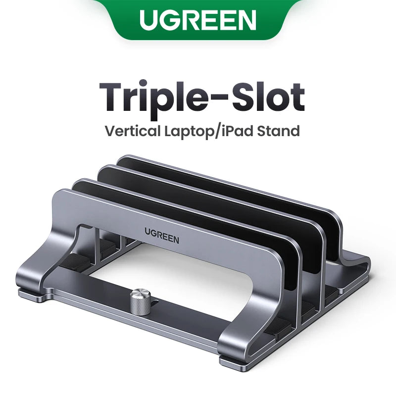 Vertical Laptop Stand for MacBook Air & Pro – Triple Slot Aluminum