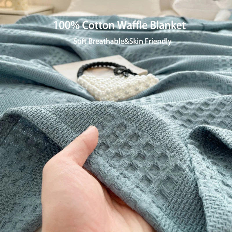Waffle Weave Cotton Throw Blanket | Sofa & Bed Throws