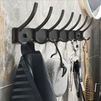 Folding Robe Hooks Wall Mounted Towel Hanger - 6 Hook Aluminum Rack