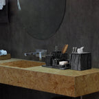 Black Marble Bathroom Accessories Set – Toothbrush Holder, Soap Dispenser & Dish Tray