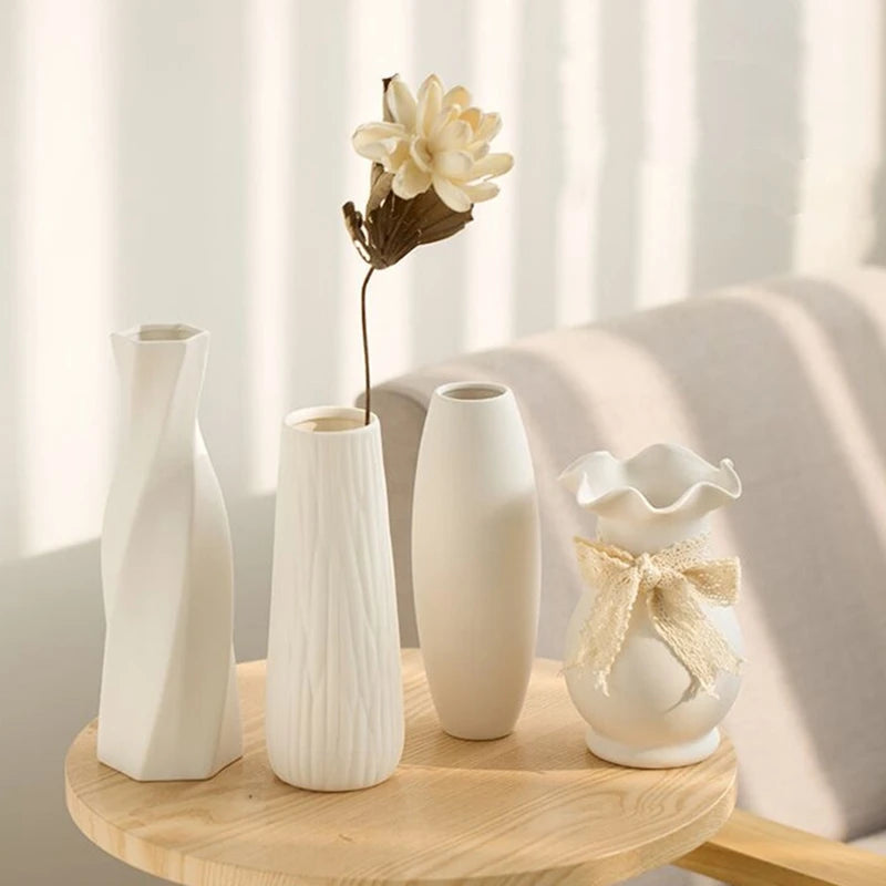 White Ceramic Bud Vase Nordic Minimalist Home Decor