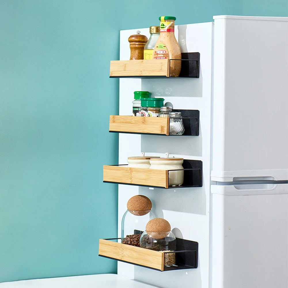 Magnetic Fridge Side Spice Rack – Black Iron Wall Mount