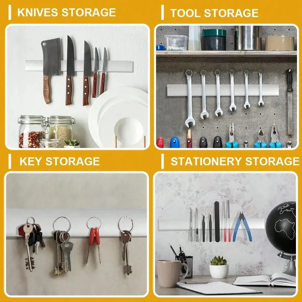 Magnetic Knife Holder for Wall – Stainless Steel Knife Strip Rack