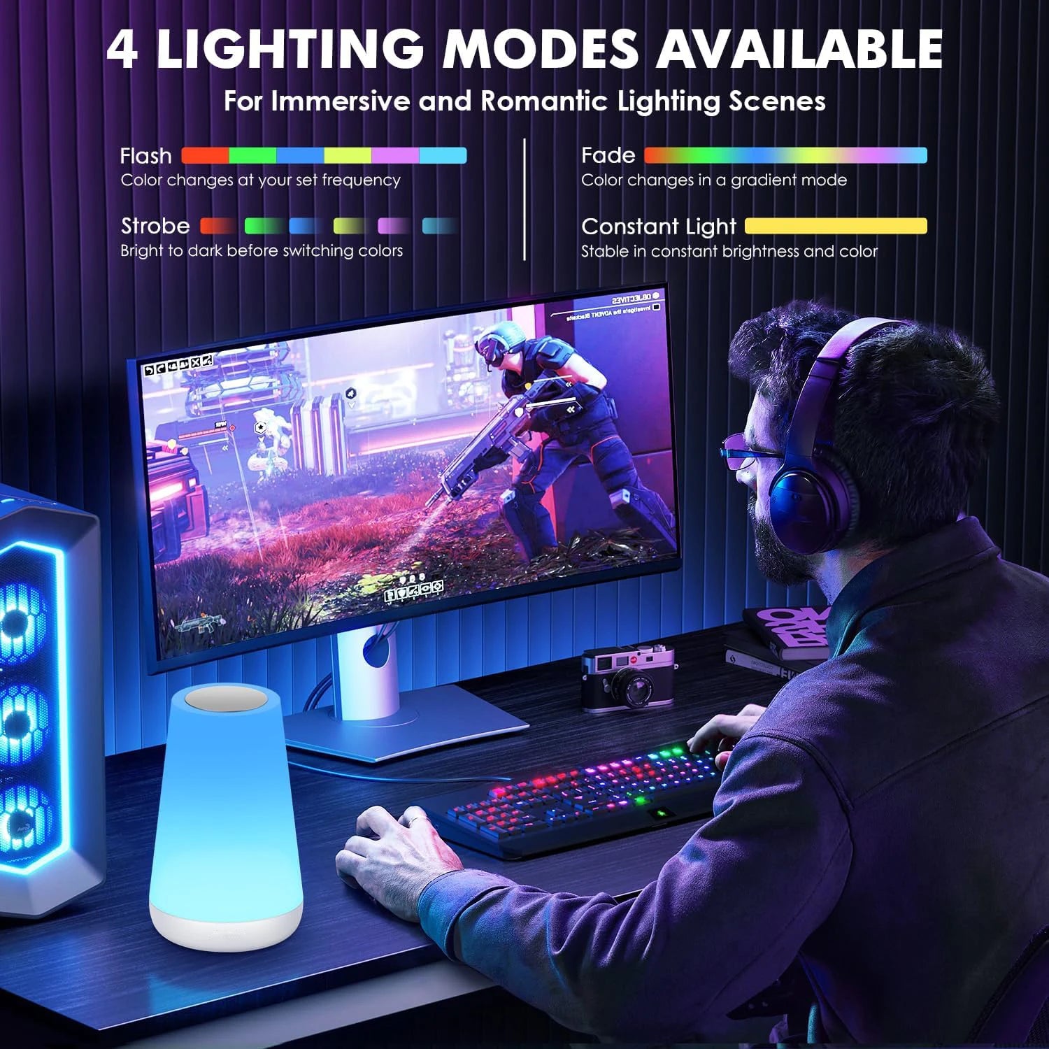 13-Color LED Night Light with Remote, Touch & USB Rechargeable