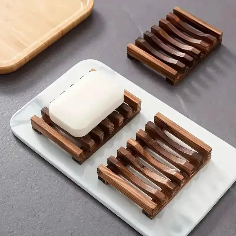 Carbonized Bamboo Soap Dish with Drainage – Non-Slip Soap Tray