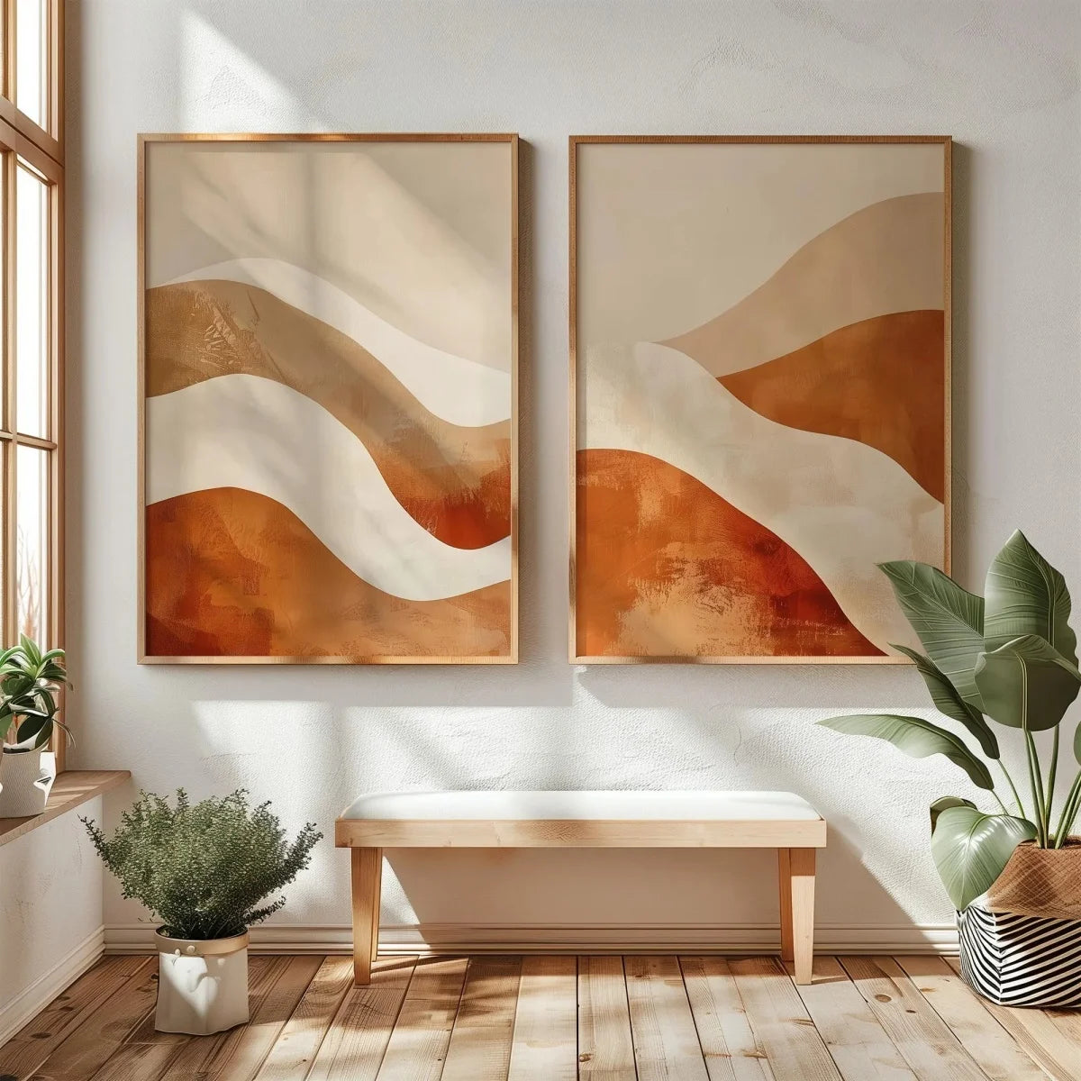 Japanese Wabi Sabi Mountains Abstract Canvas Print Set of 2