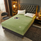 Velvet Fitted Sheet Non-Slip Soft Warm Thick Mattress Cover with Deep Elastic