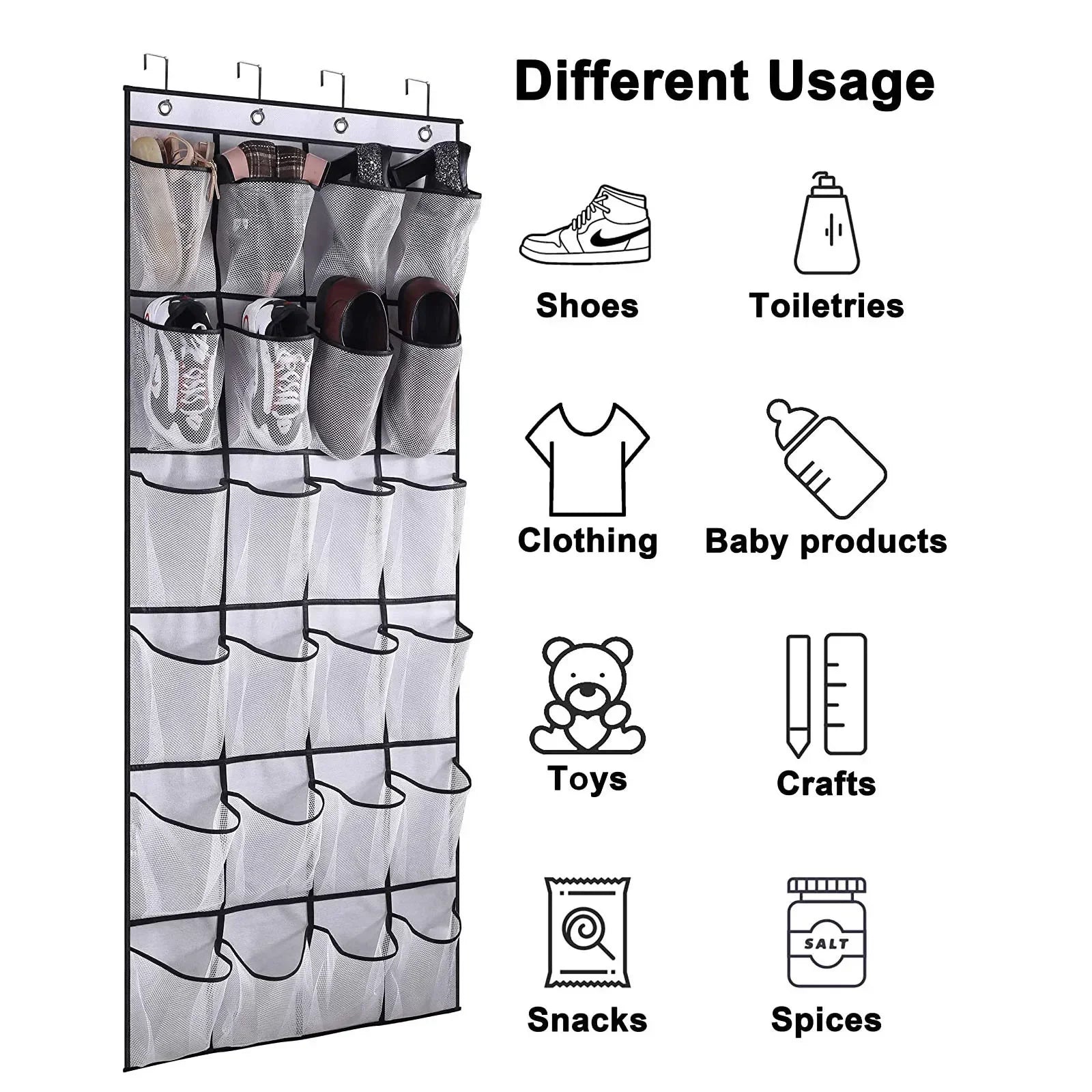Over Door Shoe Rack Organizer with Large Mesh Pockets - 12 to 40 Pockets