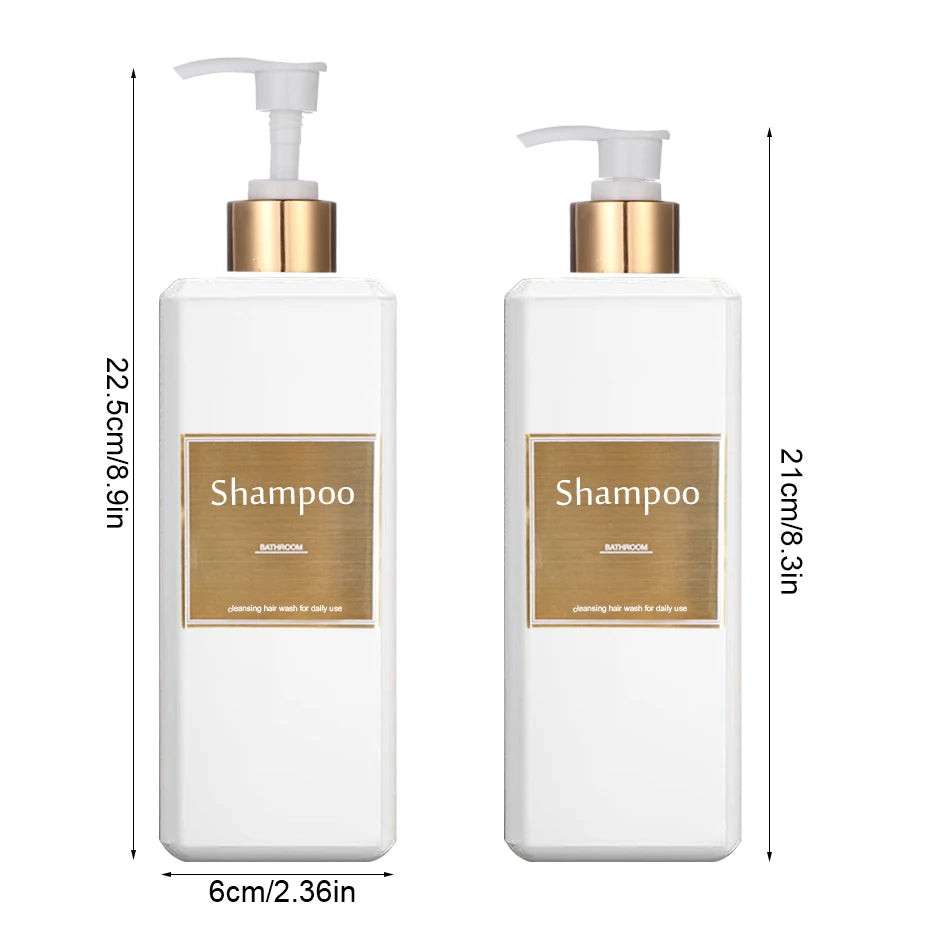 500ml Shampoo Conditioner Body Wash Dispenser Bottles with Gold Labels