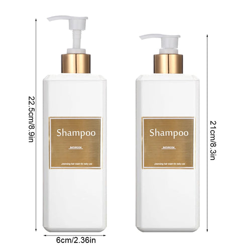 500ml Shampoo Conditioner Body Wash Dispenser Bottles with Gold Labels