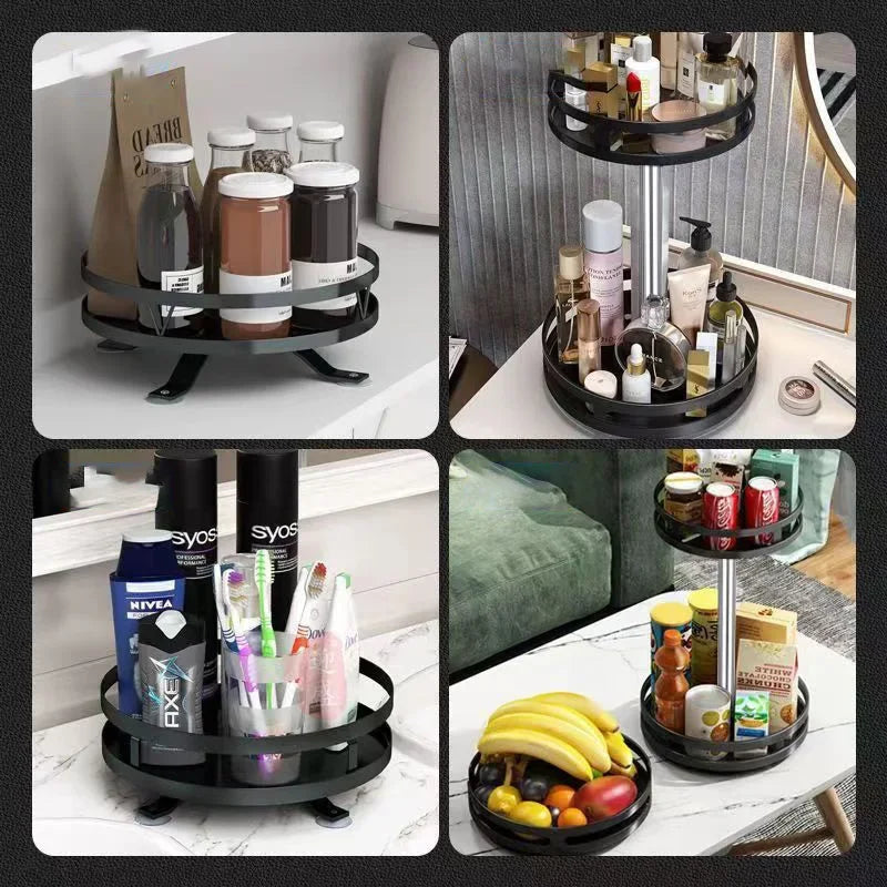 360° Rotating Spice Rack Organizer – Multi-Tier Carbon Steel