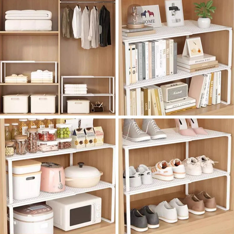 Stackable Expandable Closet Shelf Divider – Adjustable Steel Wardrobe Organizer