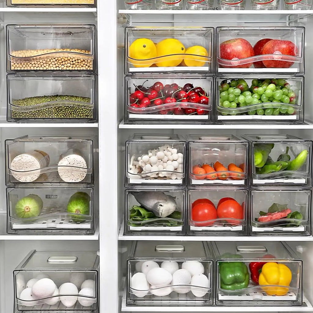 Stackable Fridge Organizer Bins – Clear BPA-Free Refrigerator Containers