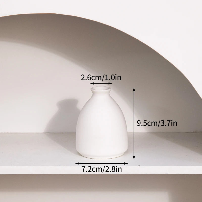 White Nordic Ceramic Vase for Dried Flowers and Home Decor